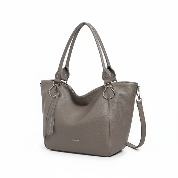 VALENTINI - Borsa shopping a spalla grande tracolla casual simil pelle venata