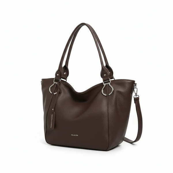 VALENTINI - Borsa shopping a spalla grande tracolla casual simil pelle venata