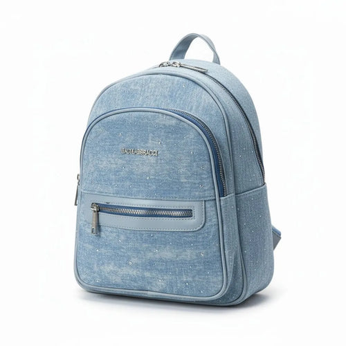 Zaino firmato Baci&abbracci jeans denim zainetto ricamato strass glitter