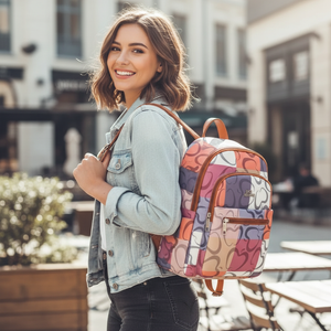 Zaino 2in1 trasformabile donna firmato Baci&Abbracci multitasche fantasia logo impermeabile zip zainetto