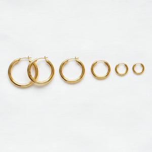 Set 6 Orecchini a Cerchio in Acciaio Inossidabile Oro – 3 Misure (Small, Medium, Large) – Impermeabili e Ipoallergenici