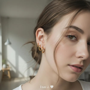 Set 6 Orecchini a Cerchio in Acciaio Inossidabile Oro – 3 Misure (Small, Medium, Large) – Impermeabili e Ipoallergenici