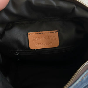 Zaino MADE IN ITALY in jeans LEVI'S vera pelle e borchie di alta qualità modello biker donna