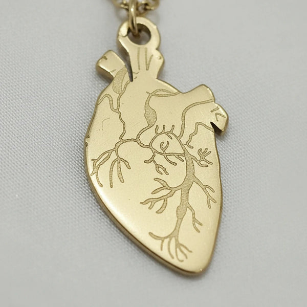 Girocollo collana Donna con cuore anatomico venature oro e argento - Acciaio Inox