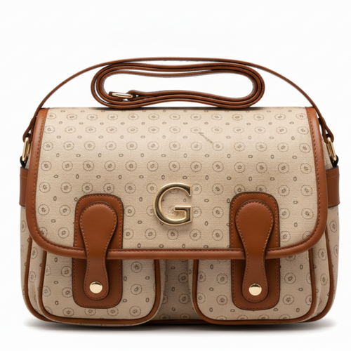 Borsa firmata GAMAYA dimensione grande vintage platta cinghie tracolla donna logo fantasia logata