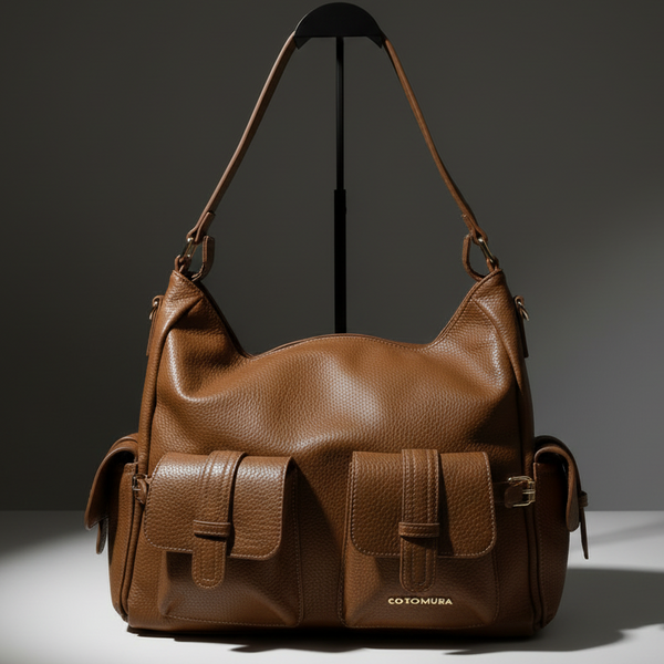 Borsa a sacco multi tasche firmato COCONUDA Colletion donna spalla a tracolla simil pelle