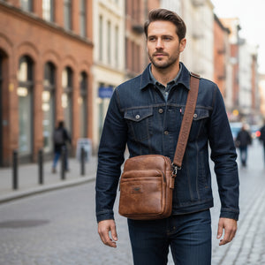 Borsello Uomo firmato Nazareno Gabrielli simil pelle borsellino Capiente e Resistente multi tasche nuovo