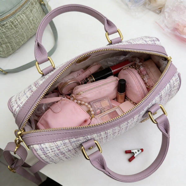 La Ester - Borsa a bauletto borsetta firmata GYOIAMEA a mano tracolla TWEED tessuto