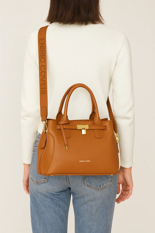 ENRICO COVERI - borsa elegante bauletto tracolla a mano simil pelle