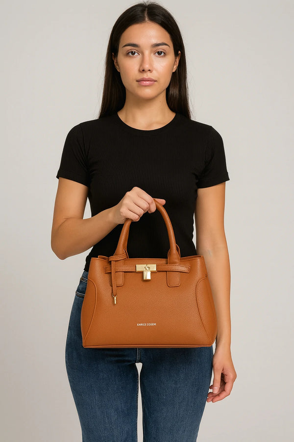ENRICO COVERI - borsa elegante bauletto tracolla a mano simil pelle