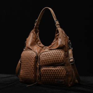 VALENTINI GINO - Borsa multitasche firmata giornaliera elegante 3 zip capiente sacco hobo spalla