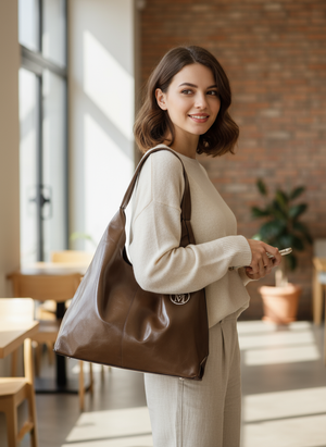 La Mattea - Borsa donna firmata Gyoiamea a sacco hono in similpelle lucida mono manico