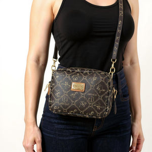 Borsa piccola borsetta firmata Giulia Piarelli eco pelle logo tasche con zip fantasia logo