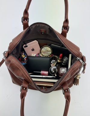 L'ARRACINA - Borsa a bauletto  firmata GYOIAMEA a mano tracolla casual simil pelle martellata venata