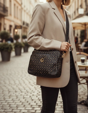 Borsa firmata GAMAYA zip cerniere logata tracolla donna logo zip tracolla fantasia multi tasche