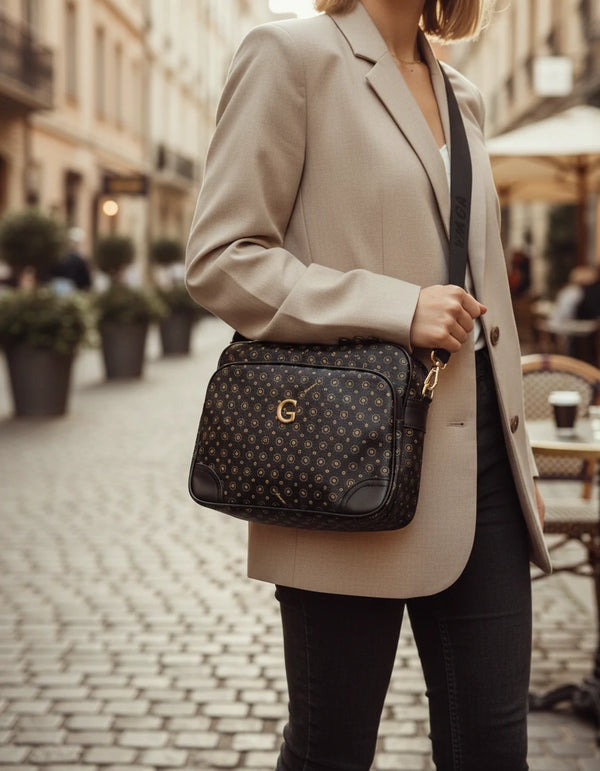 Borsa firmata GAMAYA zip cerniere logata tracolla donna logo zip tracolla fantasia multi tasche