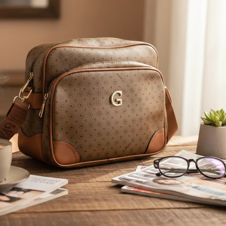 Borsa firmata GAMAYA zip cerniere logata tracolla donna logo zip tracolla fantasia multi tasche