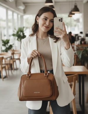 Borsa bauletto firmata COCONUDA a tracolla elegante casual simil pelle martellata