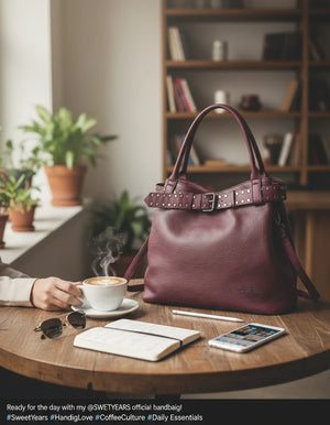 Borsa a sacco shopping firmato SWEET YEARS donna spalla a tracolla simil pelle shopping borchie cintura