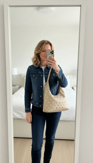 Gian Marco Venturi- Borsa Donna sacco grande Hobo Casual borche borchiata rock