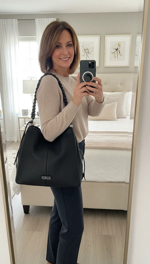 CHARRO - Borsa Donna sacco grande Hobo Casual manici intrecciati morbida