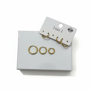 Set 6 Orecchini a Cerchio in Acciaio Inossidabile Oro – 3 Misure (Small, Medium, Large) – Impermeabili e Ipoallergenici
