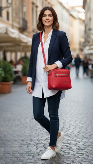 La Sandra- Borsa a tracolla firmata GYOIAMEA tracolla casual simil pelle molte zip tasche