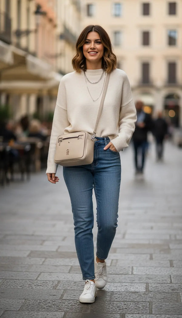 La Midna - Borsa a tracolla firmata GYOIAMEA tracolla casual simil pelle molte zip tasche