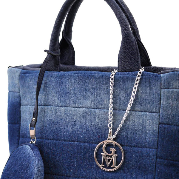 Borsa La Squisita jeans trapuntata capiente shopping spalla tracolla