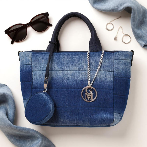 Borsa La Squisita jeans trapuntata capiente shopping spalla tracolla