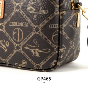 Borsa piccola borsetta firmata Giulia Piarelli eco pelle logo tasche con zip fantasia logo