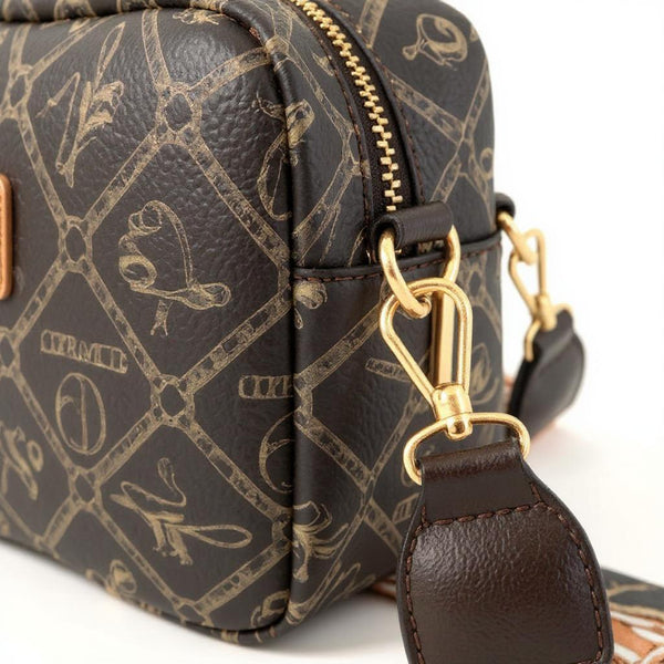 Borsa piccola borsetta firmata Giulia Piarelli eco pelle logo tasche con zip fantasia logo