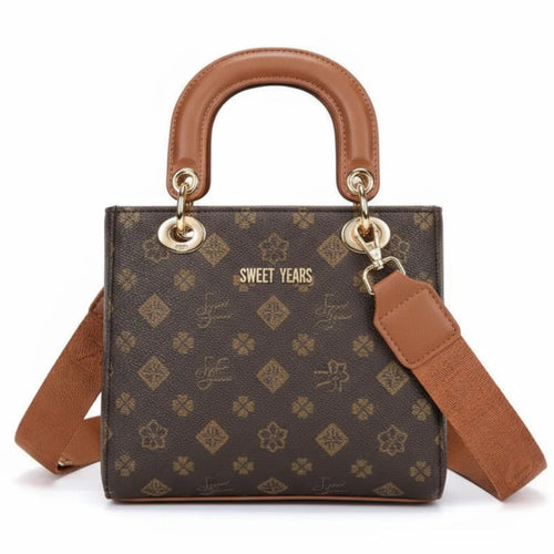Borsa firmata SWEET YEARS adel Colletion donna spalla a tracolla simil pelle fantasia fiorata logo logata