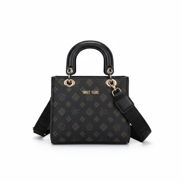 Borsa firmata SWEET YEARS adel Colletion donna spalla a tracolla simil pelle fantasia fiorata logo logata