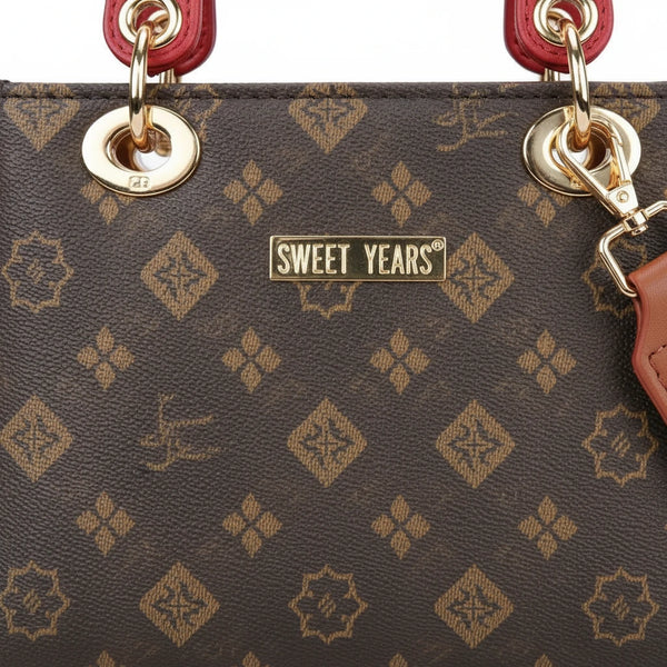 Borsa firmata SWEET YEARS adel Colletion donna spalla a tracolla simil pelle fantasia fiorata logo logata