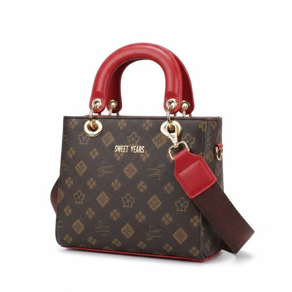 Borsa firmata SWEET YEARS adel Colletion donna spalla a tracolla simil pelle fantasia fiorata logo logata