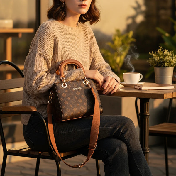 Borsa firmata SWEET YEARS adel Colletion donna spalla a tracolla simil pelle fantasia fiorata logo logata