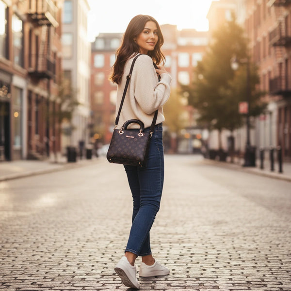 Borsa firmata SWEET YEARS adel Colletion donna spalla a tracolla simil pelle fantasia fiorata logo logata