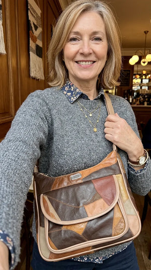 Coveri Active - Borsa VERA PELLE tracolla platta donna multitasche multicolore