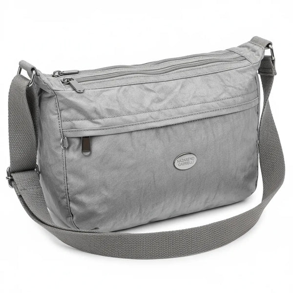 Nazareno Gabrielli - Borsa 4 tasche zip mezzaluna Tracolla Donna in Nylon Multitasche Impermeabile e Leggera