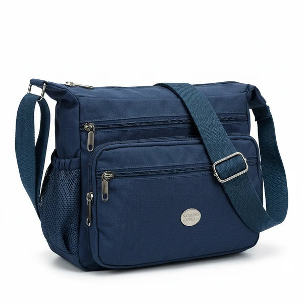 Nazareno Gabrielli - Borsa 5 tasche zip Tracolla Donna in Nylon Multitasche Impermeabile e Leggera
