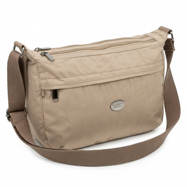 Nazareno Gabrielli - Borsa 4 tasche zip mezzaluna Tracolla Donna in Nylon Multitasche Impermeabile e Leggera