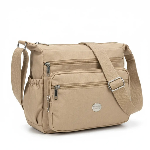 Nazareno Gabrielli - Borsa 5 tasche zip Tracolla Donna in Nylon Multitasche Impermeabile e Leggera