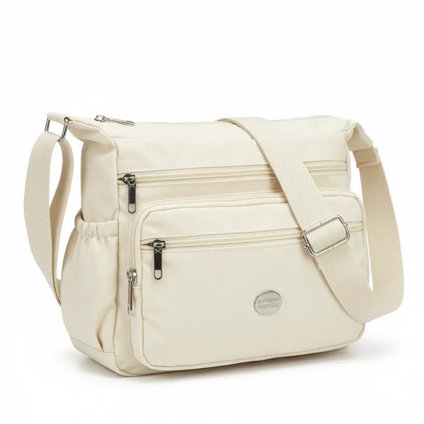 Nazareno Gabrielli - Borsa 5 tasche zip Tracolla Donna in Nylon Multitasche Impermeabile e Leggera