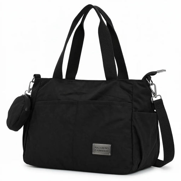 Nazareno Gabrielli - Borsa shopper tote bag Tracolla spalla Donna in Nylon Multitasche Impermeabile e Leggera