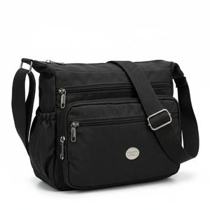 Nazareno Gabrielli - Borsa 5 tasche zip Tracolla Donna in Nylon Multitasche Impermeabile e Leggera