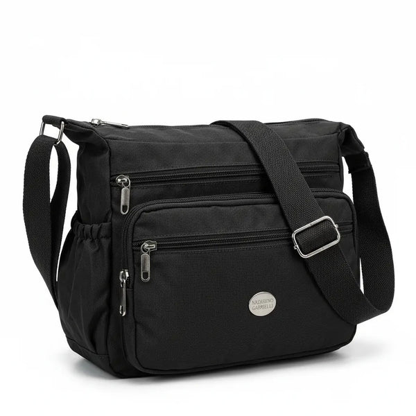 Nazareno Gabrielli - Borsa 5 tasche zip Tracolla Donna in Nylon Multitasche Impermeabile e Leggera