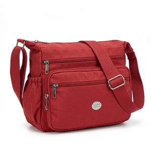 Nazareno Gabrielli - Borsa 5 tasche zip Tracolla Donna in Nylon Multitasche Impermeabile e Leggera