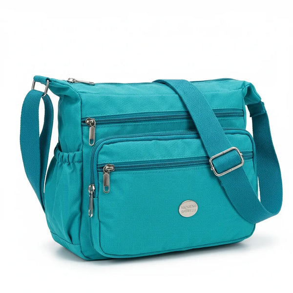 Nazareno Gabrielli - Borsa 5 tasche zip Tracolla Donna in Nylon Multitasche Impermeabile e Leggera