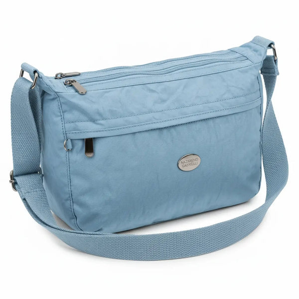 Nazareno Gabrielli - Borsa 4 tasche zip mezzaluna Tracolla Donna in Nylon Multitasche Impermeabile e Leggera